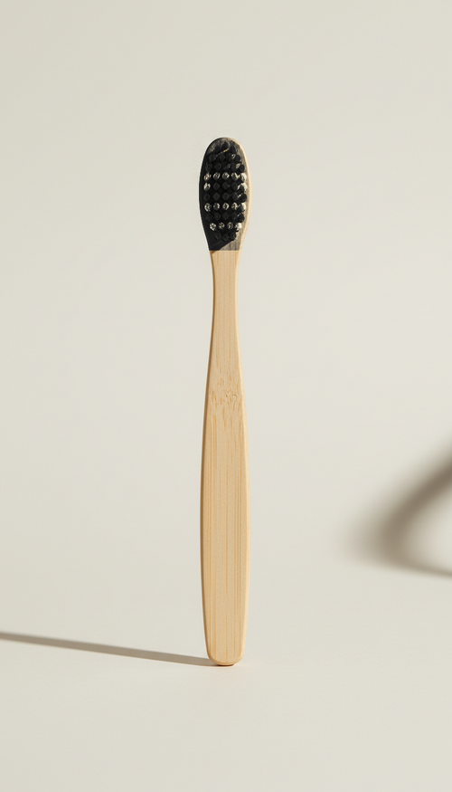 Bamboo Toothbrush 4 Pack with charcoal black bristles